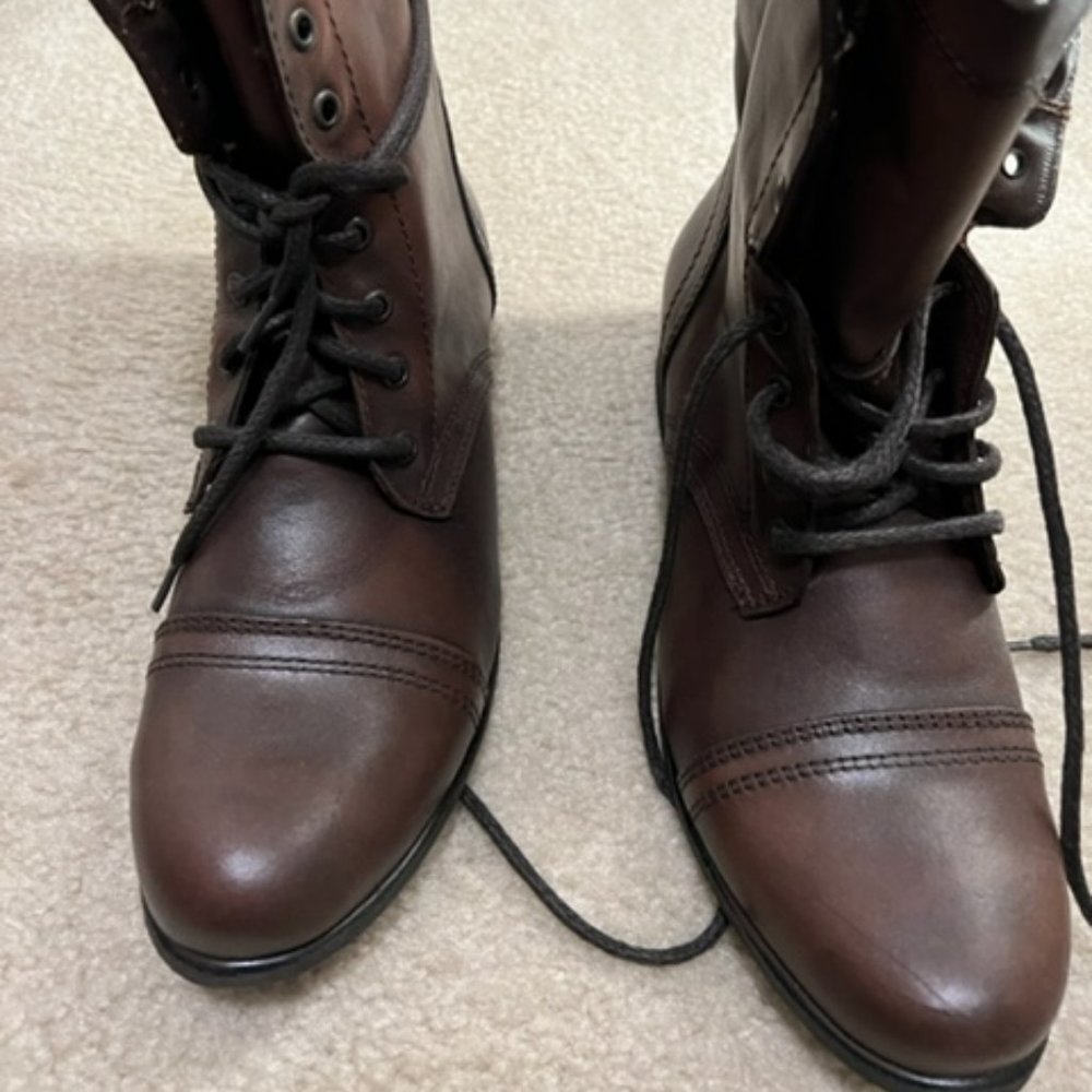 STEVE MADDEN Brown Leather Upper Combat Boot